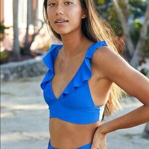 aerie - Blue Ruffle Triangle Bikini Top​​​​